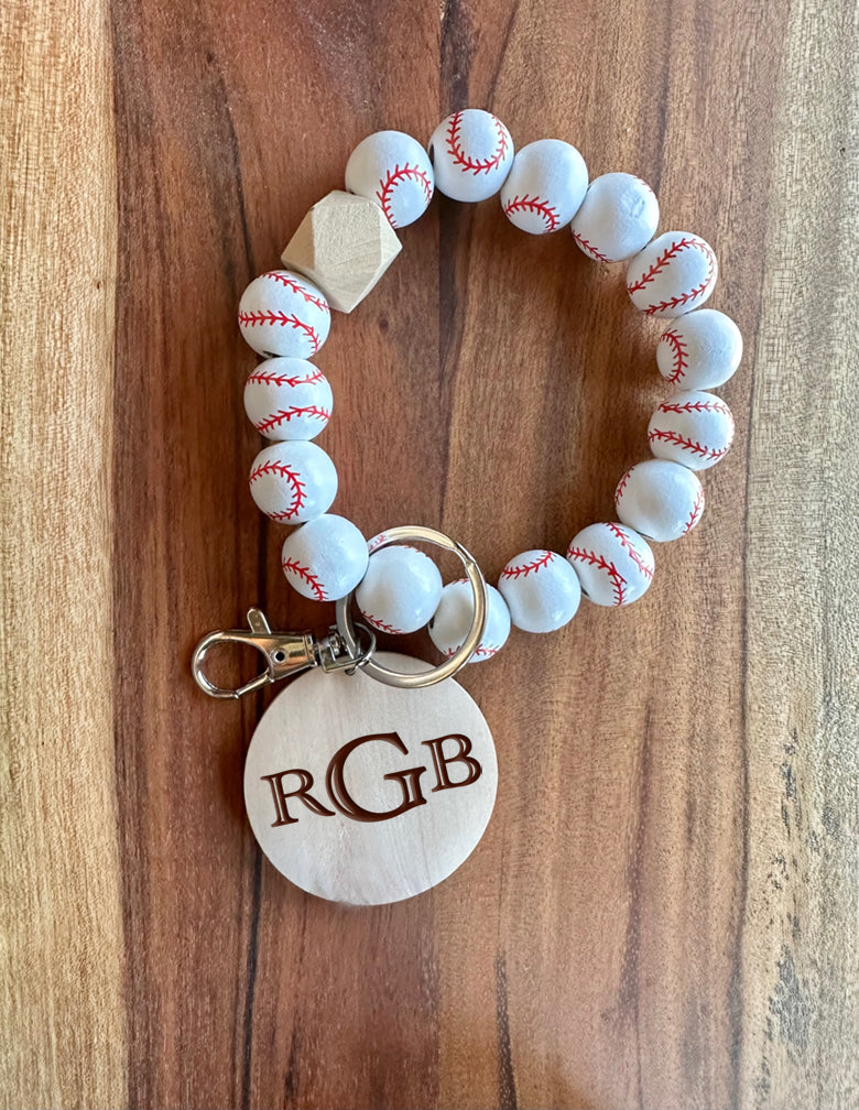 Sports Wooden Bead Wristlets - Baseball, Soccer, Football