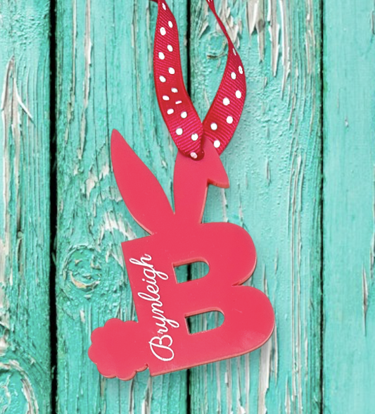 Acrylic Bunny Initial Easter Tag