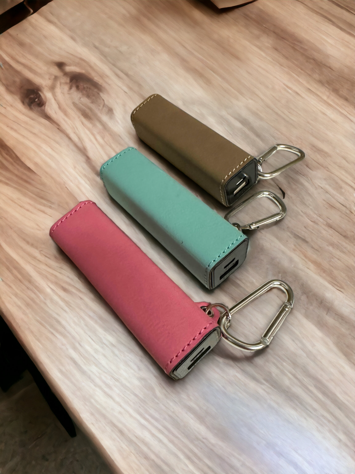 Customized Leather Power Bank with Carabiner