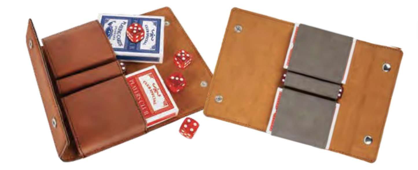 Engraved Leather Card and Dice Set