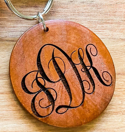 Wooden Bead Wristlet with Engraved Pendant