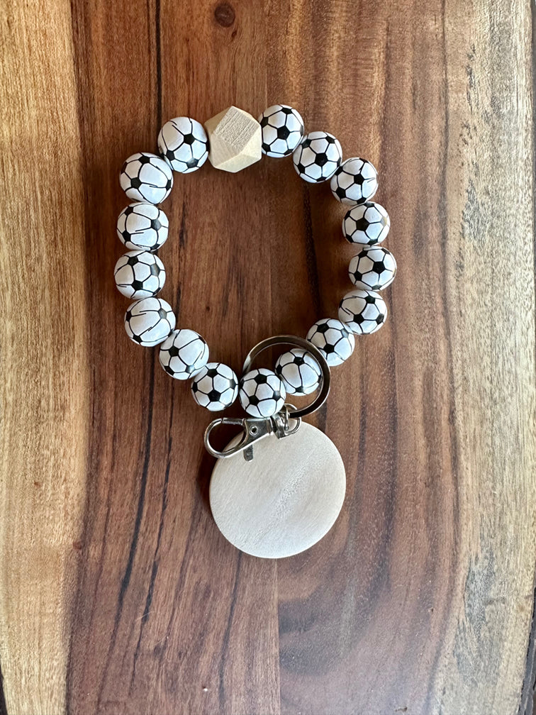 Sports Wooden Bead Wristlets - Baseball, Soccer, Football