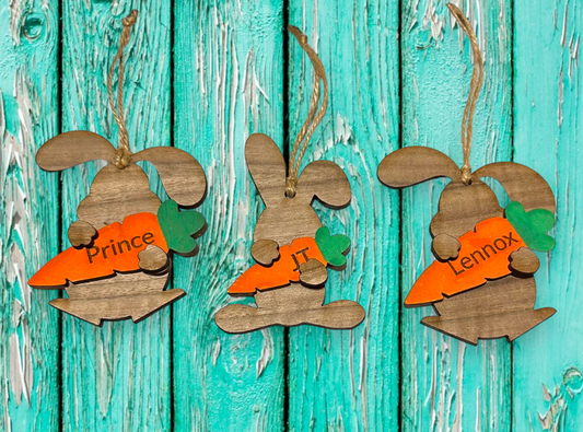 Easter Bunny Tag with Carrot (Wood)