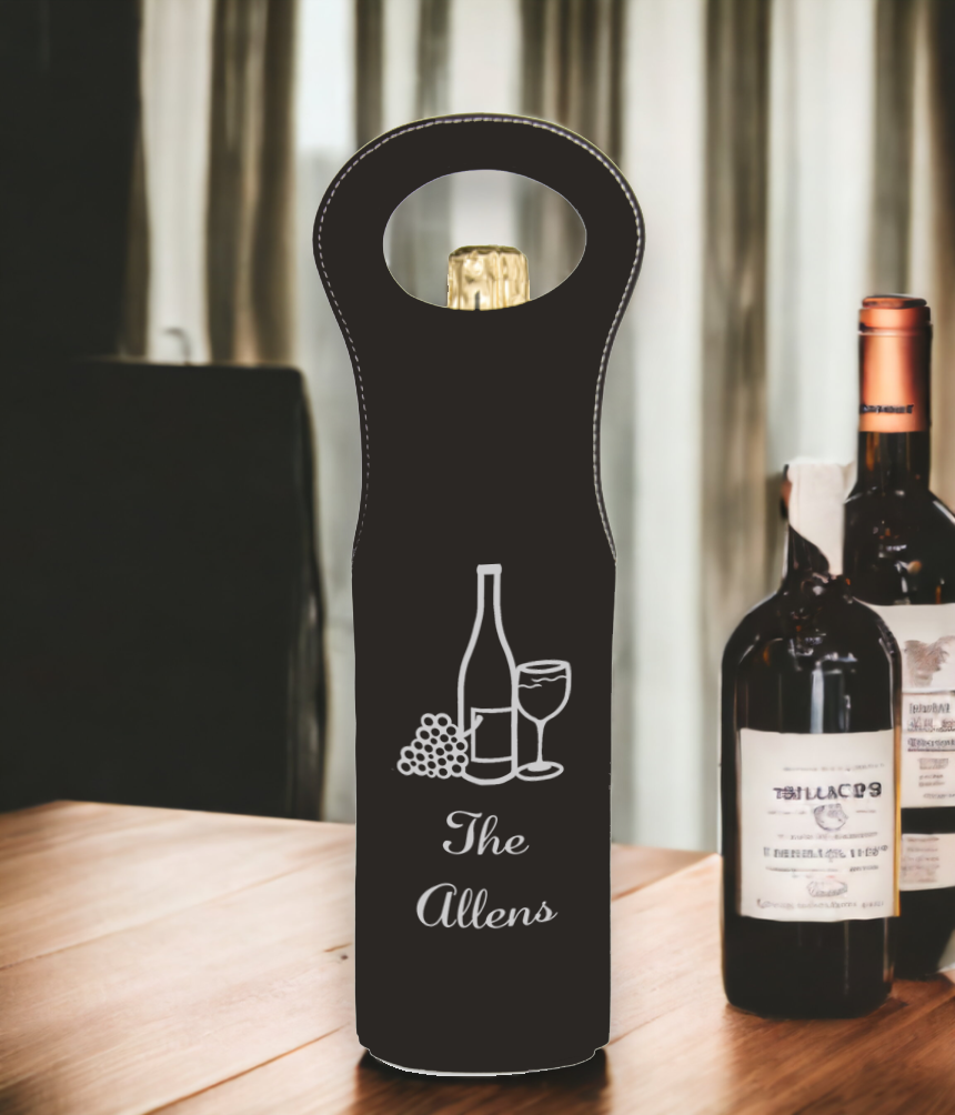 Leather Wine Tote - Engraved